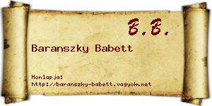 Baranszky Babett névjegykártya